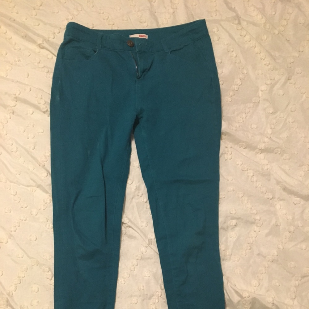 Blue pants.